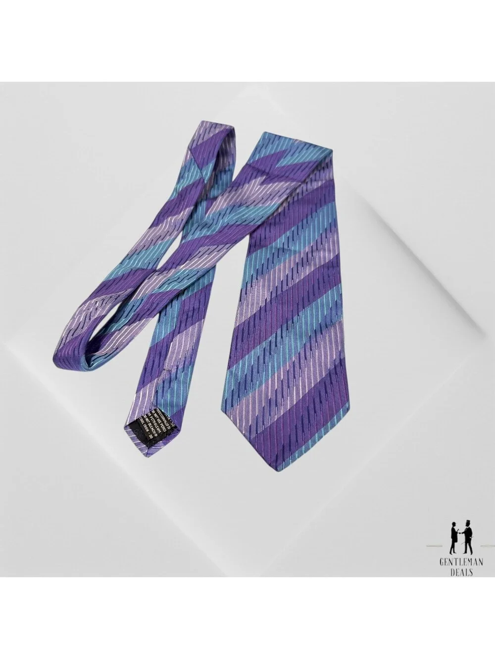 Missoni Men's 100% Silk Necktie Classic ITALY Designer CHEVRON BluePurple 57x3.5